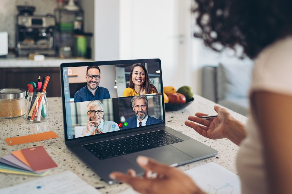 Group of business persons having a video conference