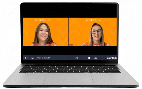 Laptop graphic of Judy Sparks and Katie Cash during a SmartSKILLS presentation.